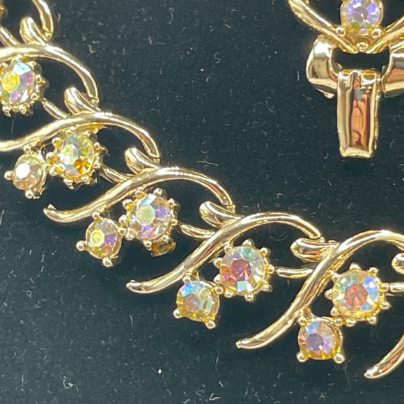 Vintage AB Rhinestone Demi Paure Necklace Bracelet Set - Picture 13 of 13